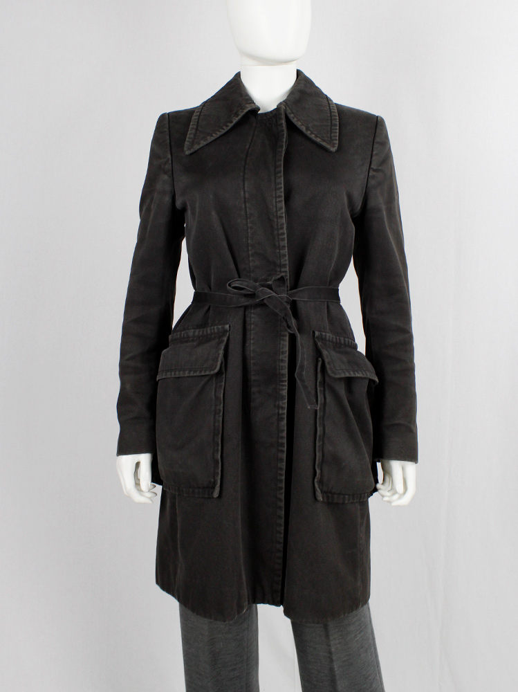 Maison Martin Margiela grey denim car coat with large attached pockets fall 1996 (1)
