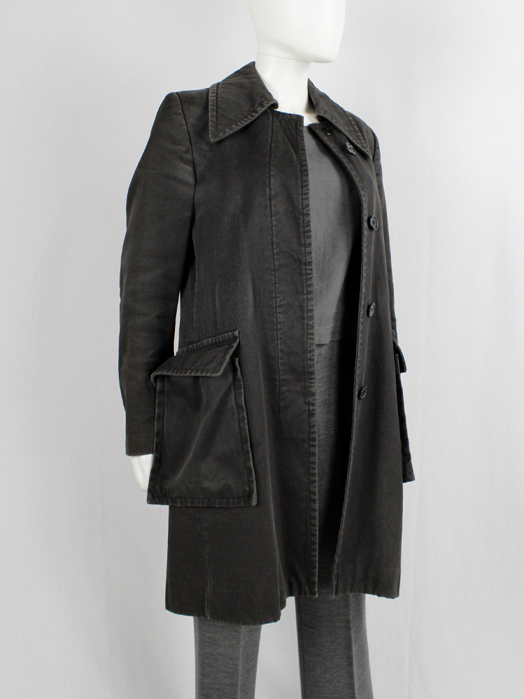 Maison Martin Margiela grey denim car coat with large attached pockets fall 1996 (12)