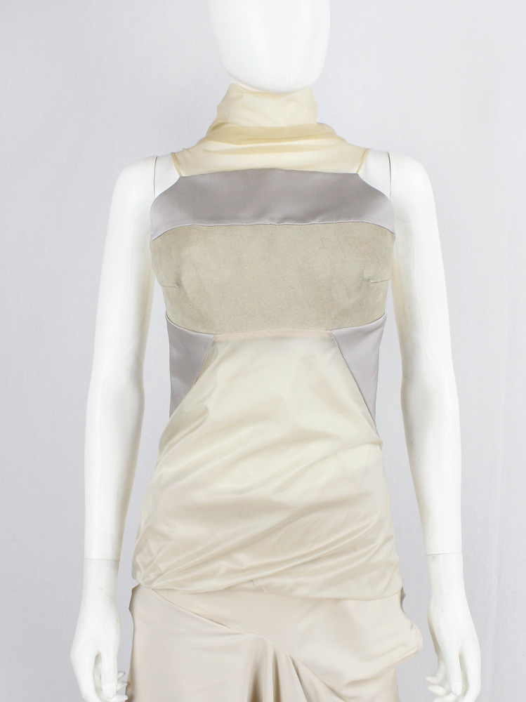 Rick Owens ISLAND beige top with silver contrasting panels and sheer back spring 2013 (11)