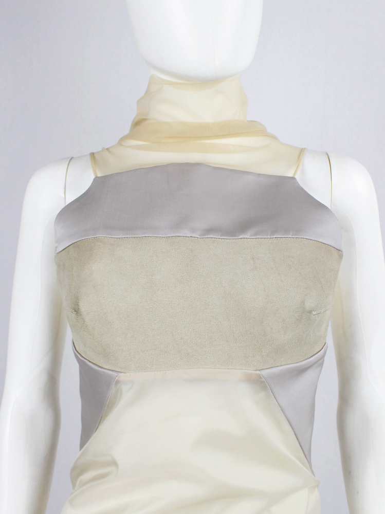 Rick Owens ISLAND beige top with silver contrasting panels and sheer back spring 2013 (12)