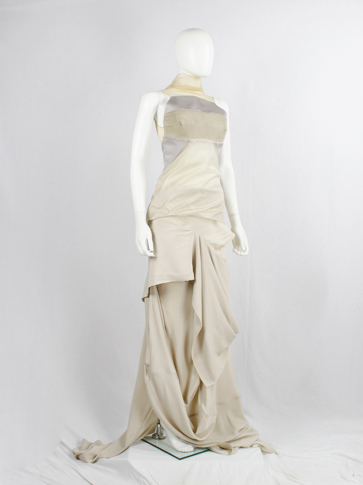 Rick Owens ISLAND beige top with silver contrasting panels and sheer back spring 2013 (17)