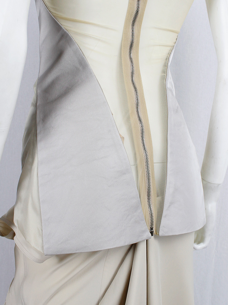Rick Owens ISLAND beige top with silver contrasting panels and sheer back spring 2013 (2)