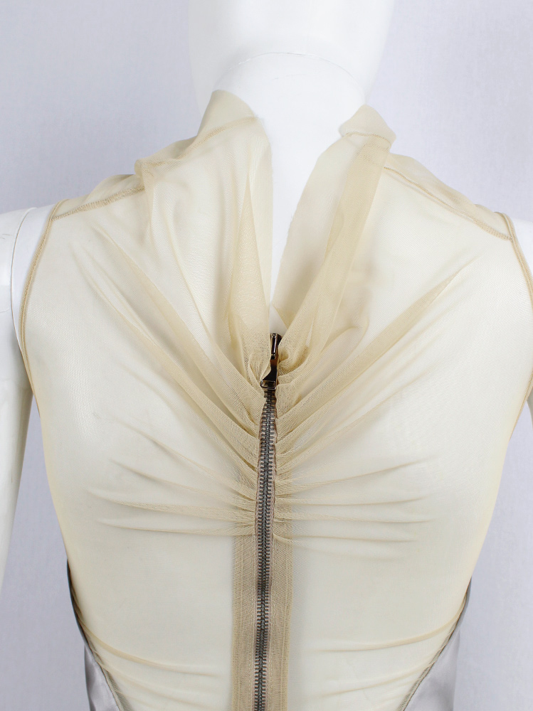 Rick Owens ISLAND beige top with silver contrasting panels and sheer back spring 2013 (4)