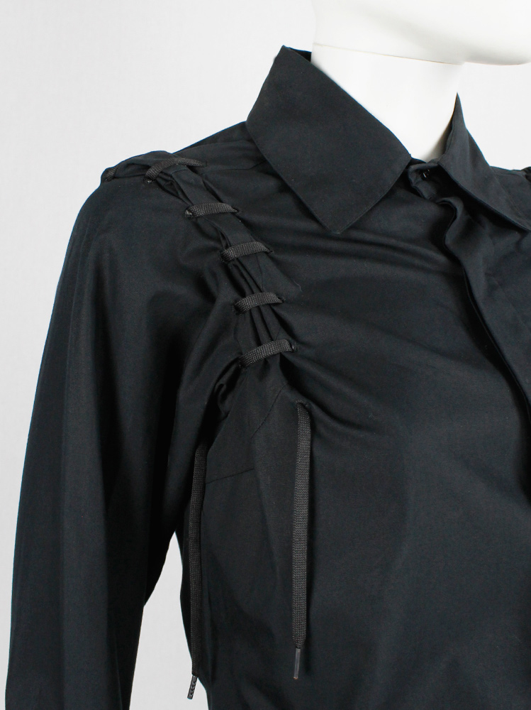 af Vandevorst black shirt with laces around the shoulders and extra long cuffs fall 2006 (12)