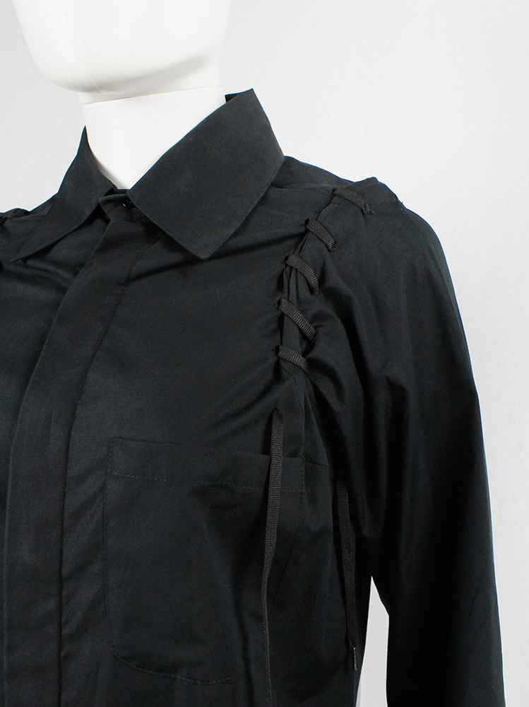 af Vandevorst black shirt with laces around the shoulders and extra long cuffs fall 2006 (3)