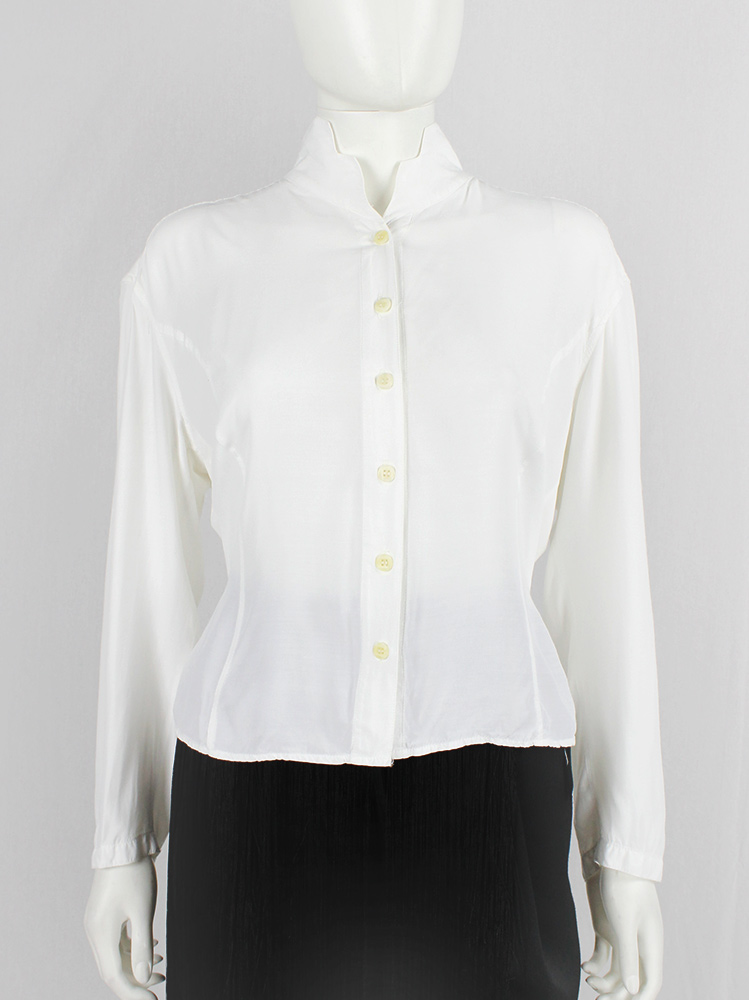 vintage Ann Demeulemeester white loose shirt with pleated back and straps spring 1989 (2)