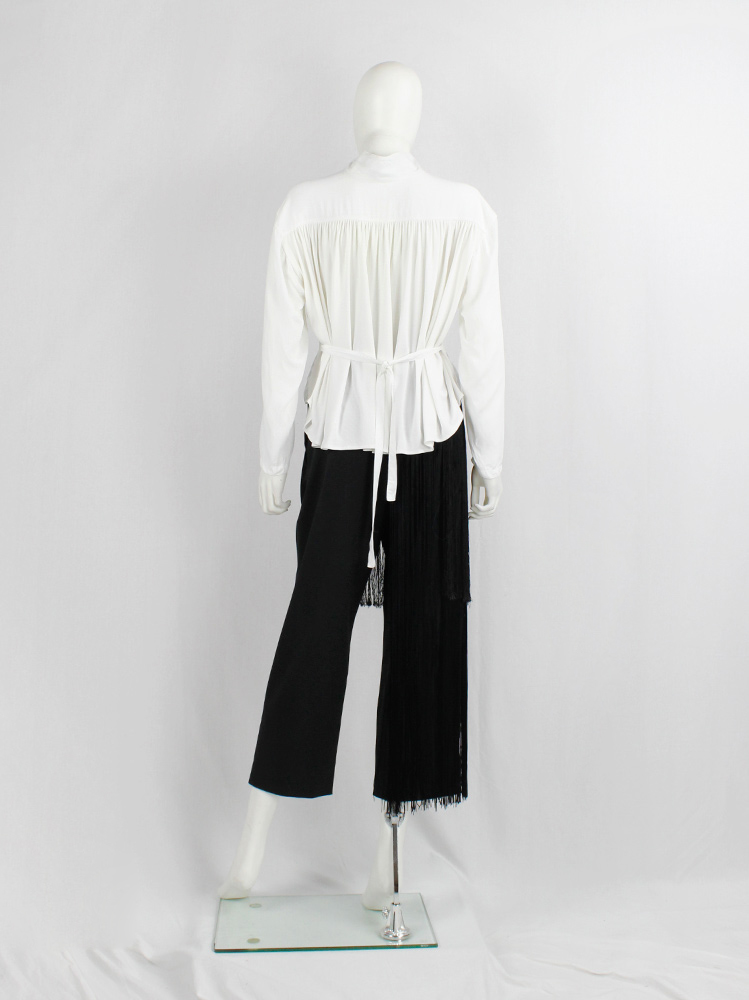 vintage Ann Demeulemeester white loose shirt with pleated back and straps spring 1989 (4)