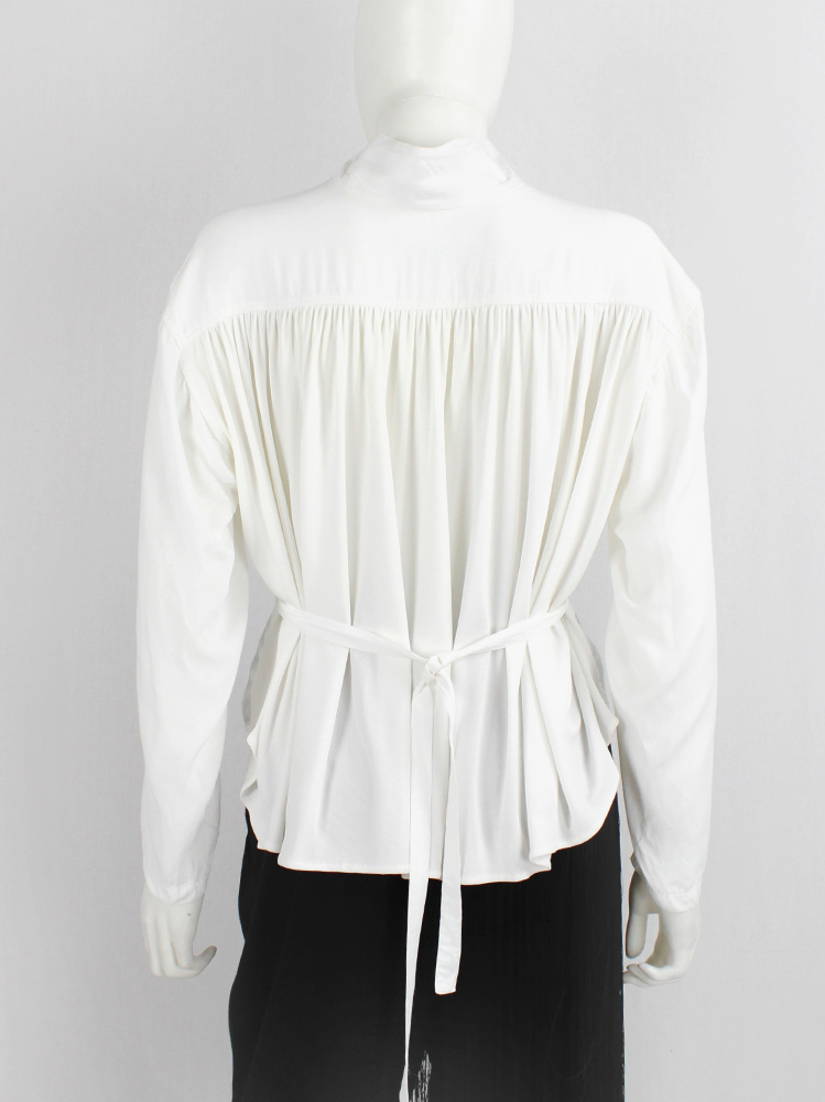 vintage Ann Demeulemeester white loose shirt with pleated back and straps spring 1989 (5)