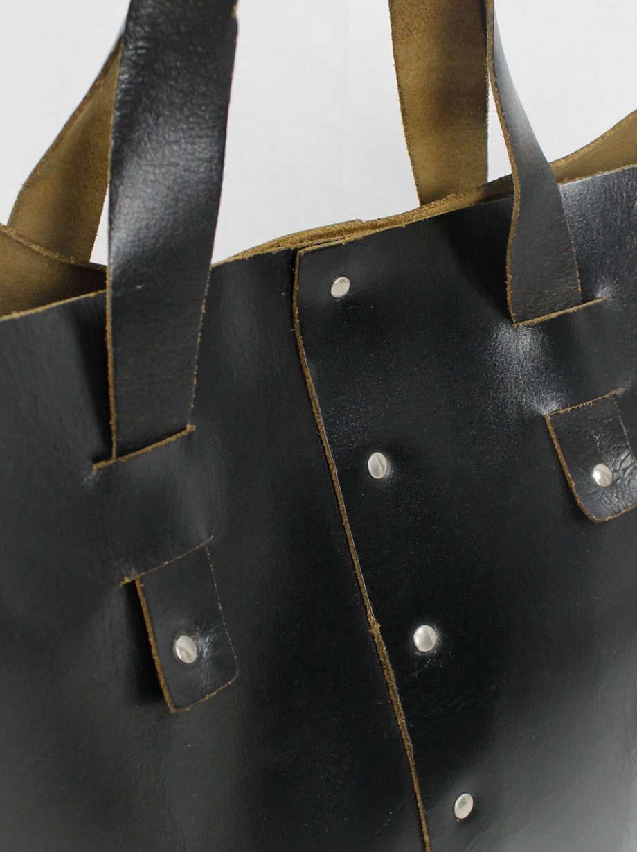 vintage Lieve Van Gorp black large leather handbag with silver studs circa 1997 (12)