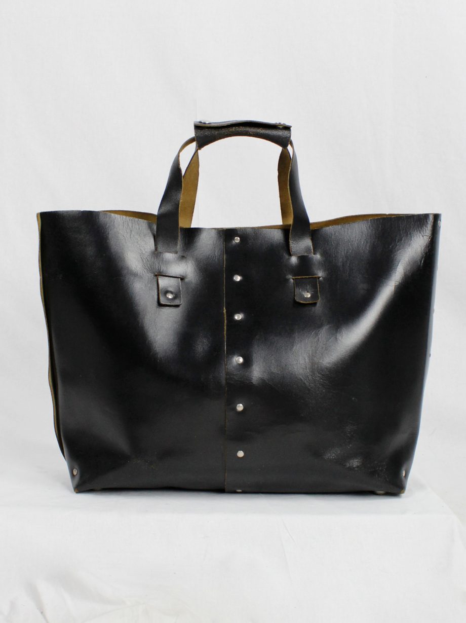 vintage Lieve Van Gorp black large leather handbag with silver studs circa 1997 (16)