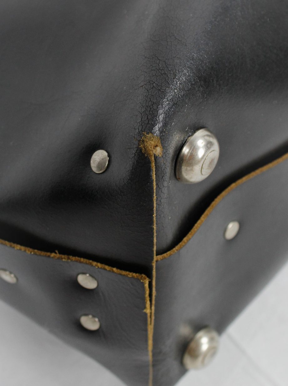 vintage Lieve Van Gorp black large leather handbag with silver studs circa 1997 (19)