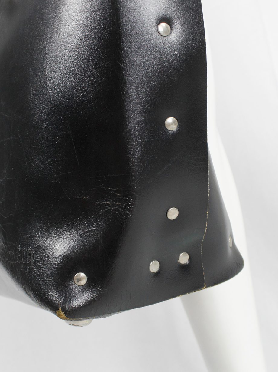 vintage Lieve Van Gorp black large leather handbag with silver studs circa 1997 (5)