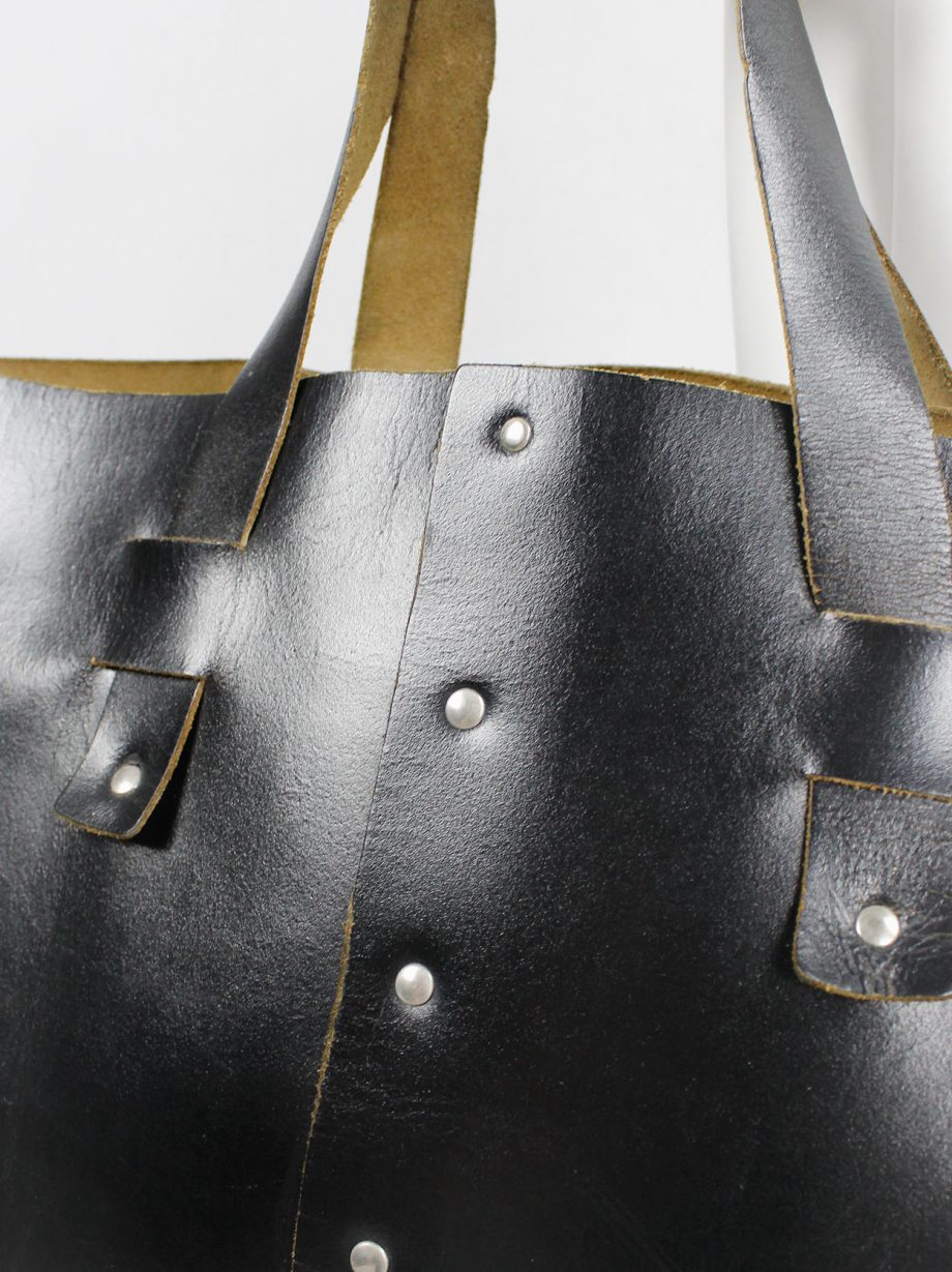 vintage Lieve Van Gorp black large leather handbag with silver studs circa 1997 (6)