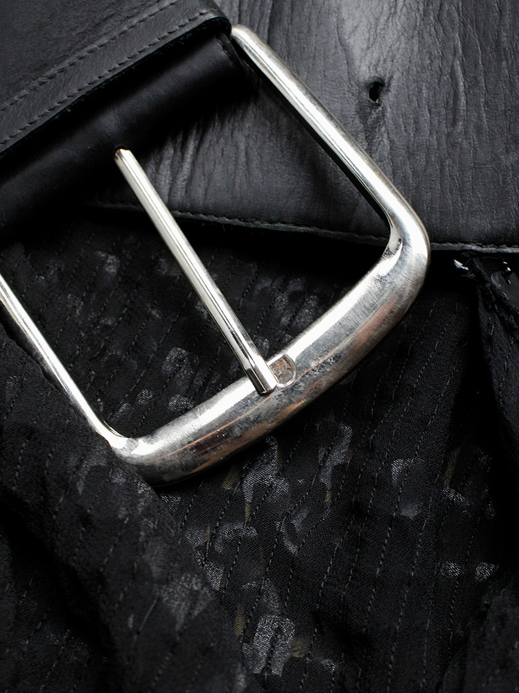 vintage af Vandevorst black sequinned short skirt with wide leather belt fall 2002 (15)