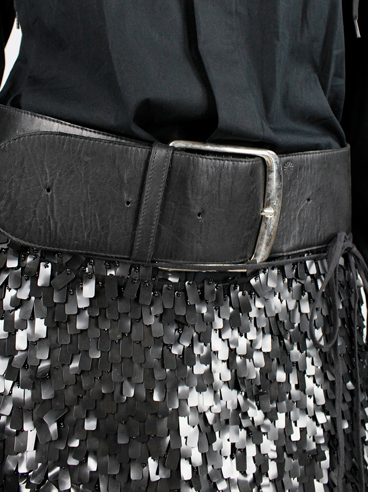 vintage af Vandevorst black sequinned short skirt with wide leather belt fall 2002 (5)