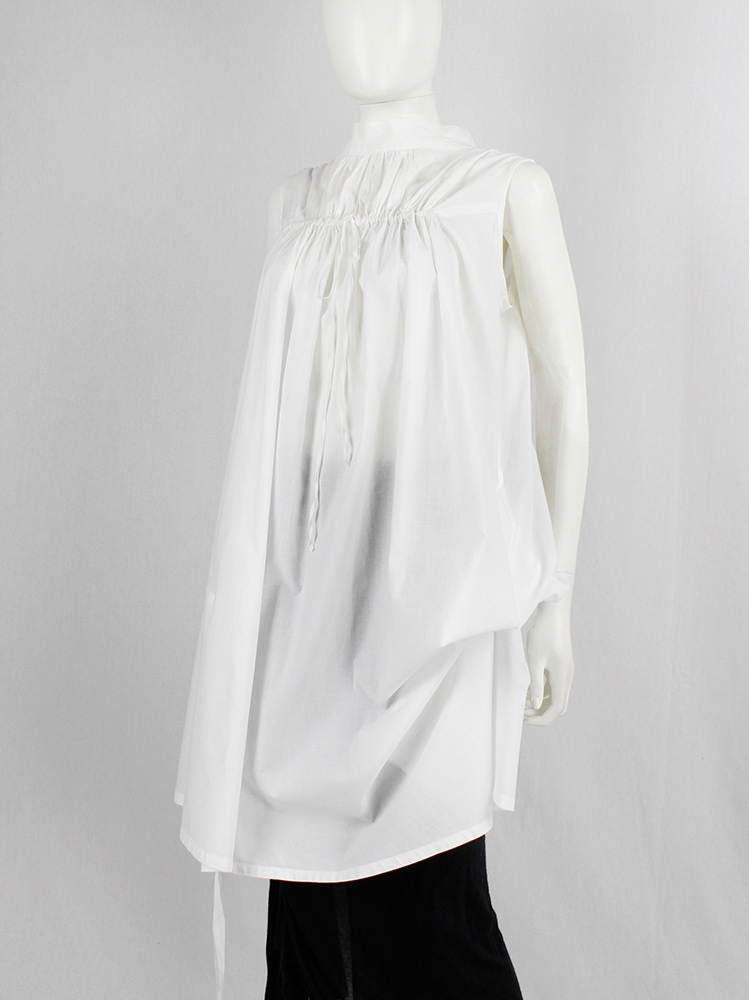 Ann Demeulemeester Blanche white draped tunic with pleated bust fall 2009 re-edition (1)