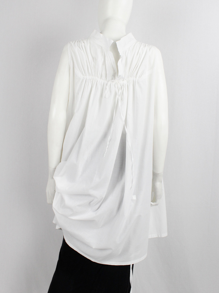 Ann Demeulemeester Blanche white draped tunic with pleated bust fall 2009 re-edition (2)