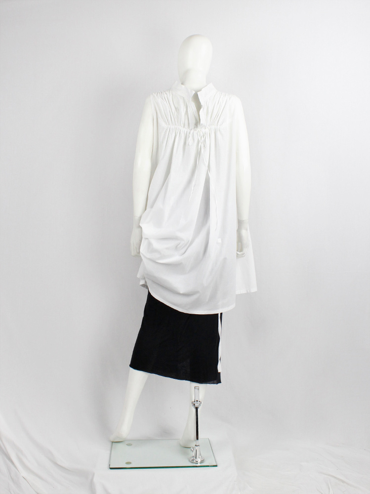 Ann Demeulemeester Blanche white draped tunic with pleated bust fall 2009 re-edition (3)