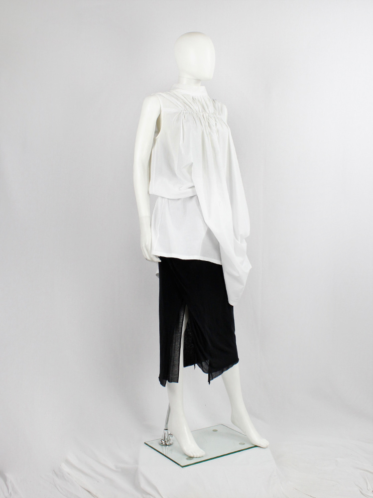Ann Demeulemeester Blanche white draped tunic with pleated bust fall 2009 re-edition (5)