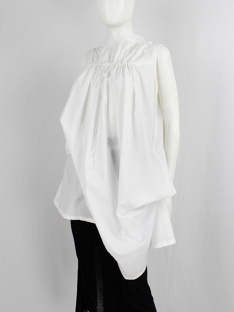 Ann Demeulemeester Blanche white draped tunic with pleated bust fall 2009 re-edition (7)