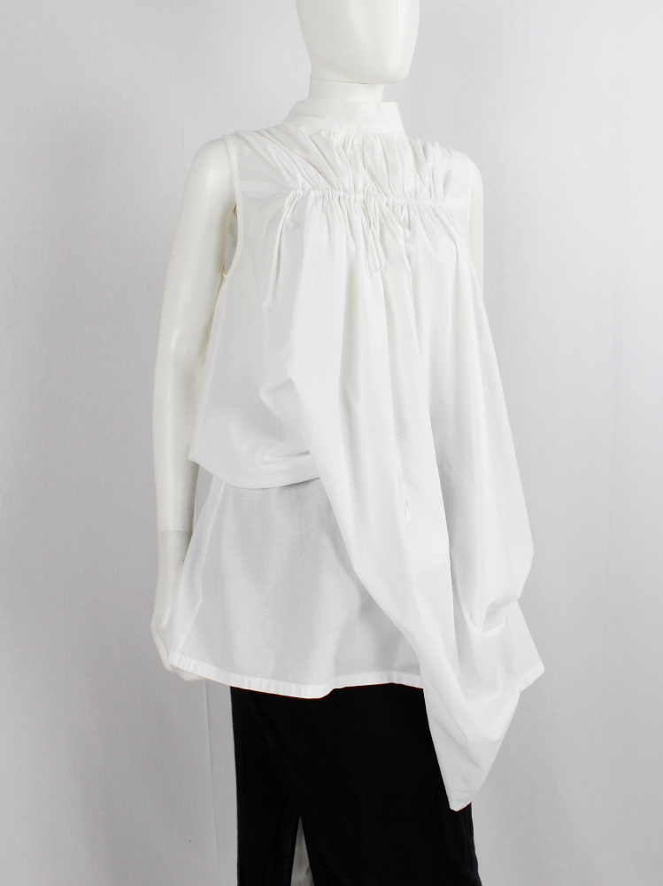 Ann Demeulemeester Blanche white draped tunic with pleated bust fall 2009 re-edition (9)