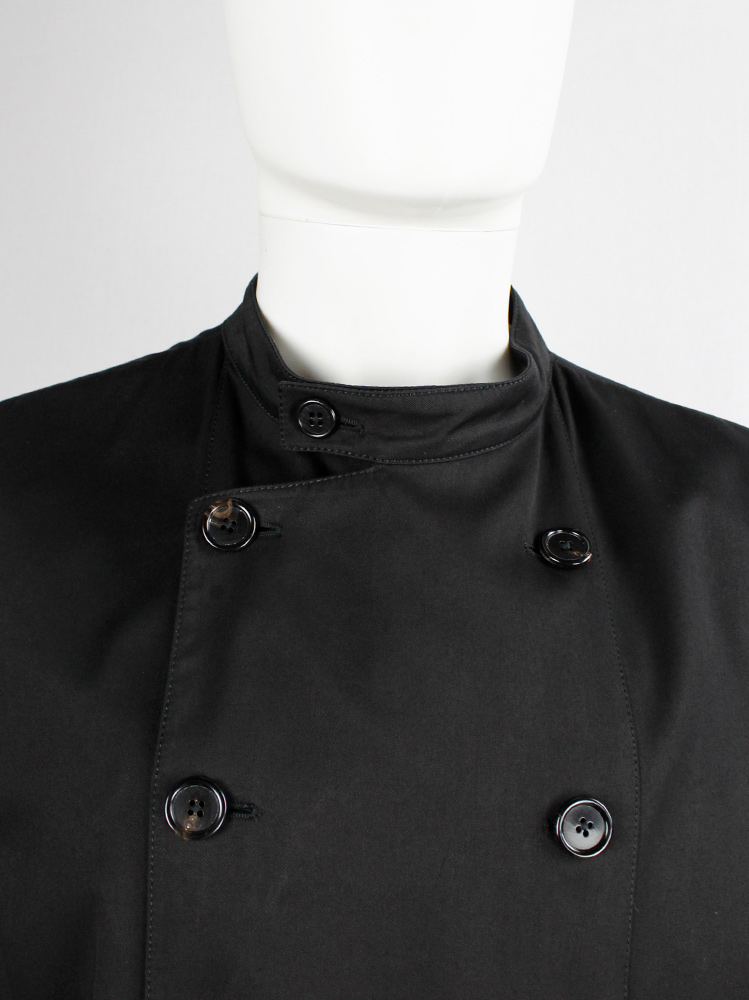 Ann Demeulemeester black long jacket with 5-button double breasted closure (2)