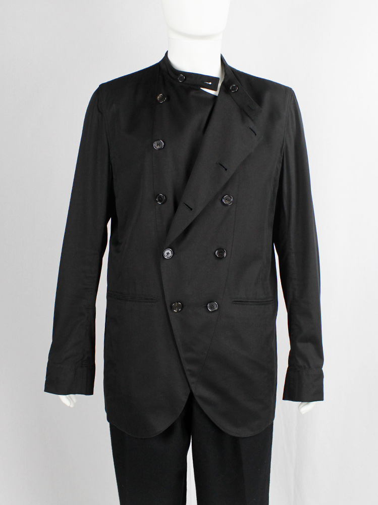 Ann Demeulemeester black long jacket with 5-button double breasted closure (6)