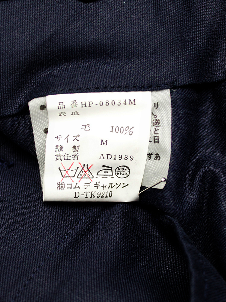 Comme des Garçons Homme navy tapered trousers with hems cuffed by snap buttons AD 1989 (11)