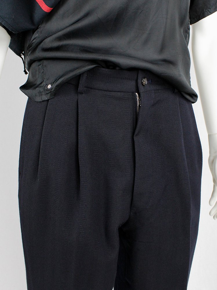 Comme des Garçons Homme navy tapered trousers with hems cuffed by snap buttons AD 1989 (3)