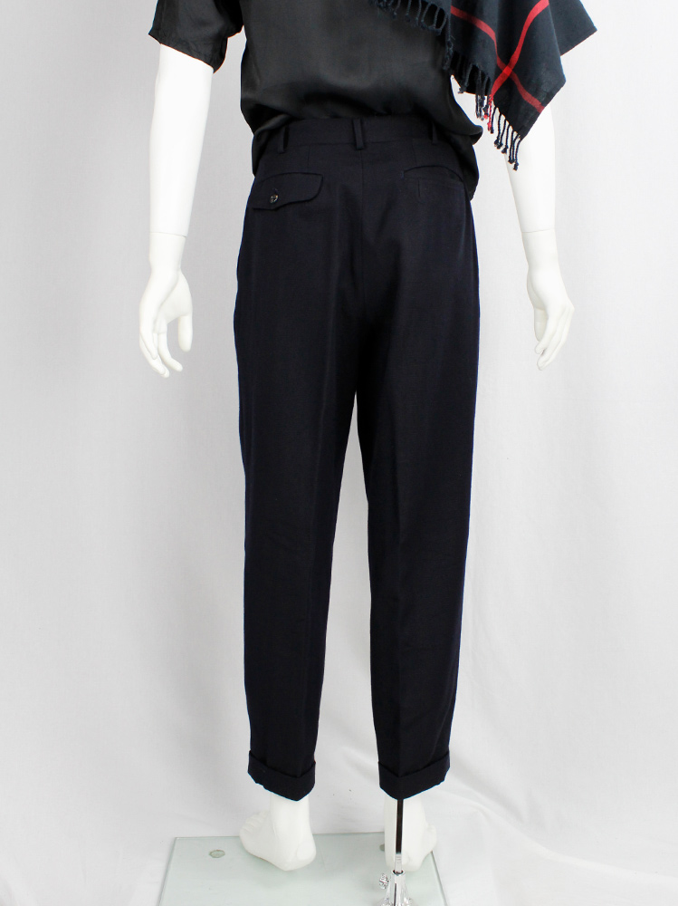Comme des Garçons Homme navy tapered trousers with hems cuffed by snap buttons AD 1989 (8)