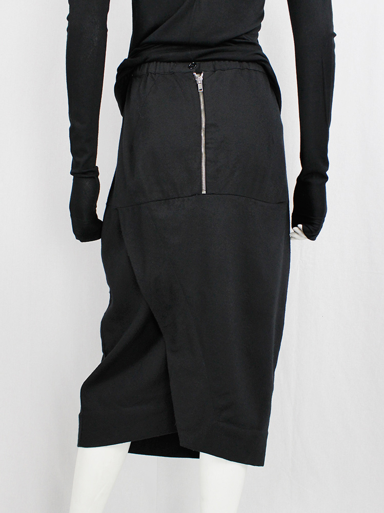Rick Owens MOUNTAIN black midi-length pillar skirt with back slit fall 2012 (10)