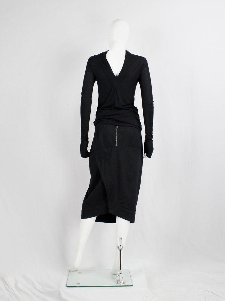 Rick Owens MOUNTAIN black midi-length pillar skirt with back slit fall 2012 (4)