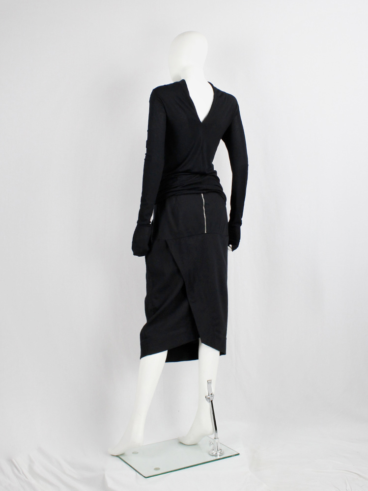 Rick Owens MOUNTAIN black midi-length pillar skirt with back slit fall 2012 (5)
