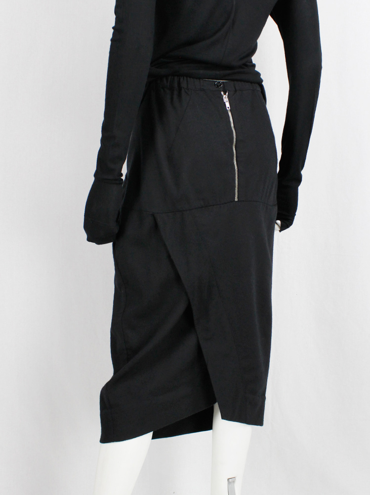 Rick Owens MOUNTAIN black midi-length pillar skirt with back slit fall 2012 (6)