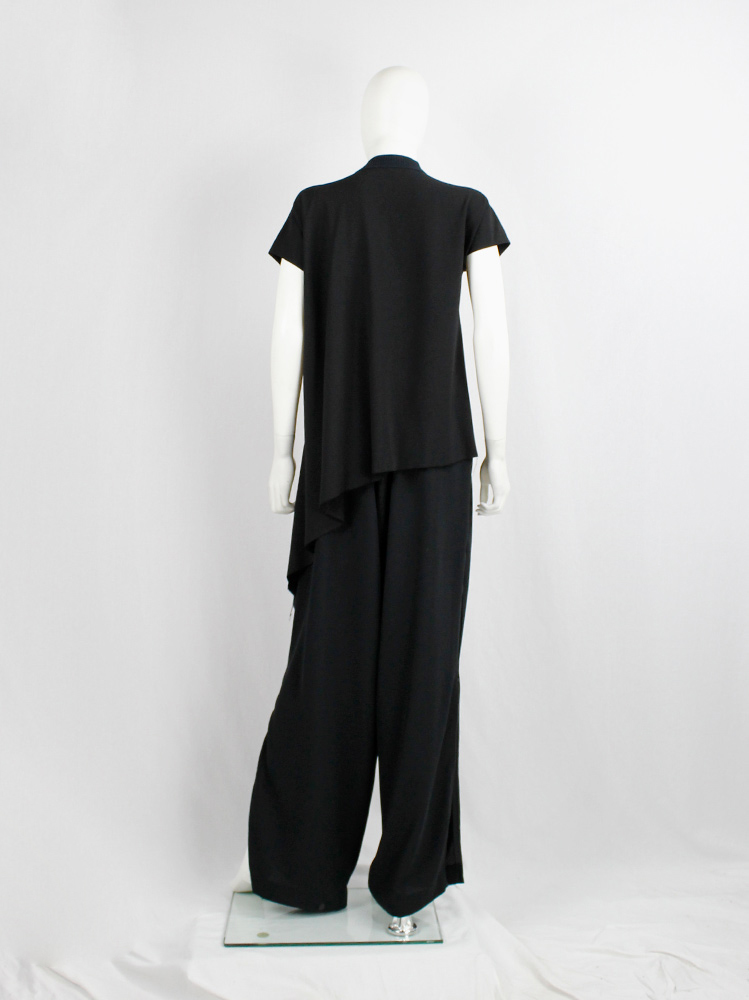Yohji Yamamoto black silk bomber-style blouse with front zipper and side drape (10)