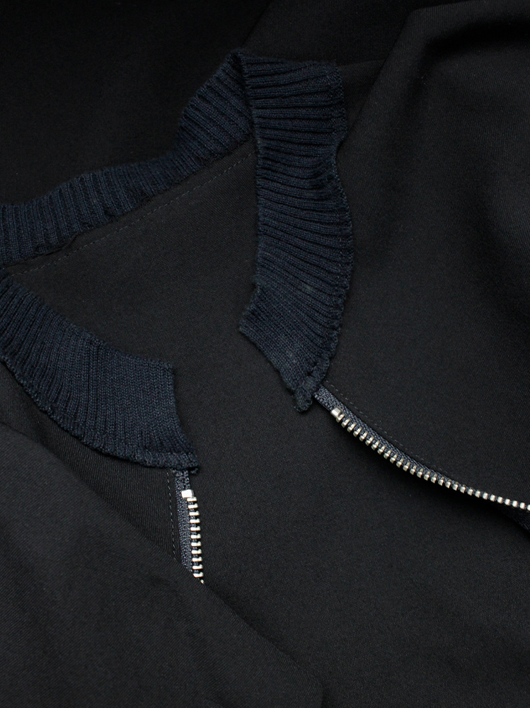 Yohji Yamamoto black silk bomber-style blouse with front zipper and side drape (11)