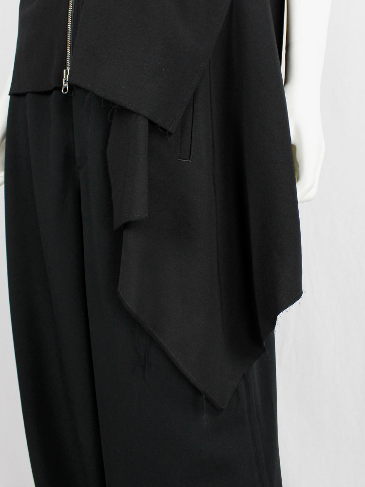 Yohji Yamamoto black silk bomber-style blouse with front zipper and side drape (4)