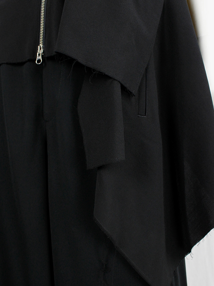Yohji Yamamoto black silk bomber-style blouse with front zipper and side drape (5)
