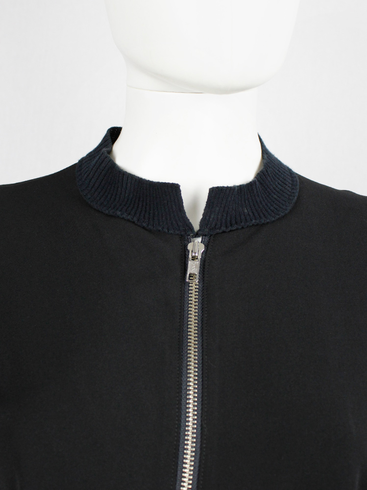 Yohji Yamamoto black silk bomber-style blouse with front zipper and side drape (7)