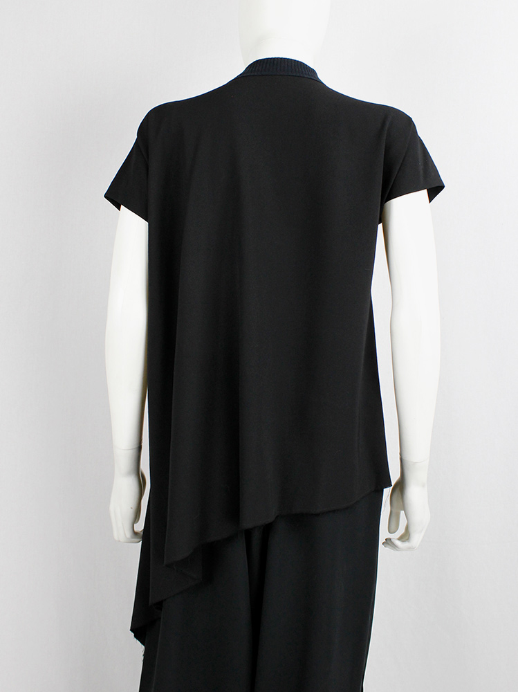 Yohji Yamamoto black silk bomber-style blouse with front zipper and side drape (9)