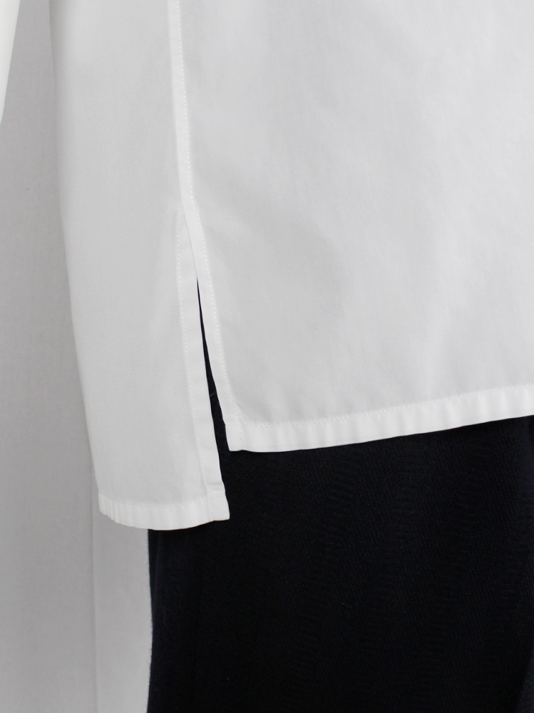 Yohji Yamamoto pour Homme white short sleeve shirt with high buttoned collar (3)