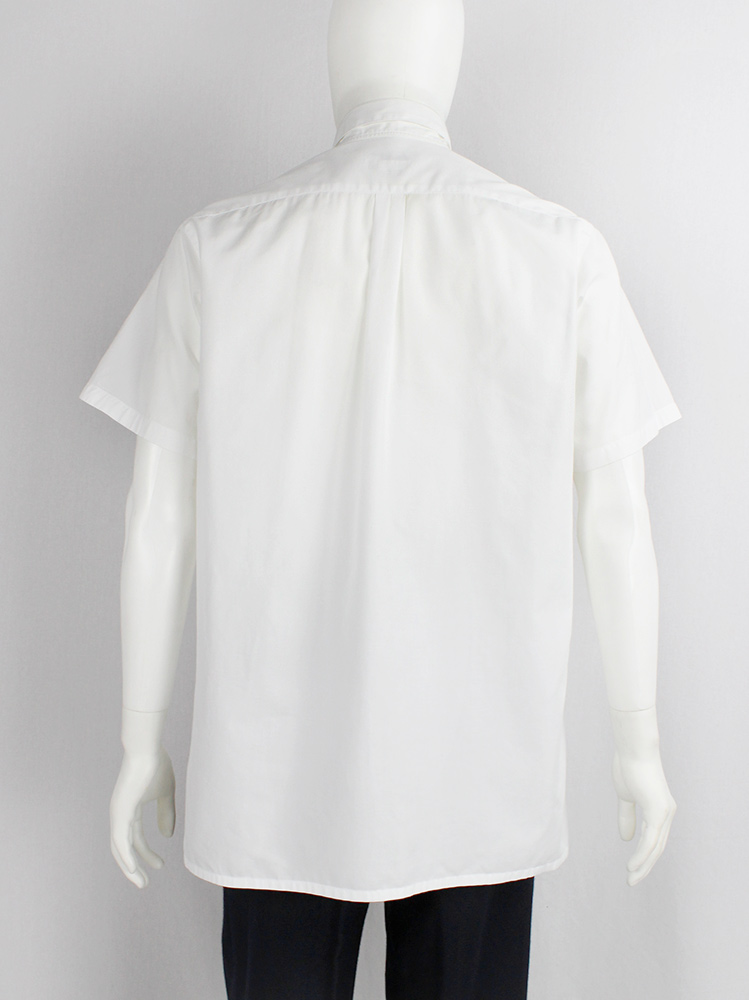 Yohji Yamamoto pour Homme white short sleeve shirt with high buttoned collar (7)