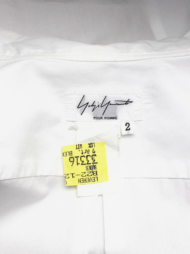 Yohji Yamamoto pour Homme white short sleeve shirt with high buttoned collar (8)