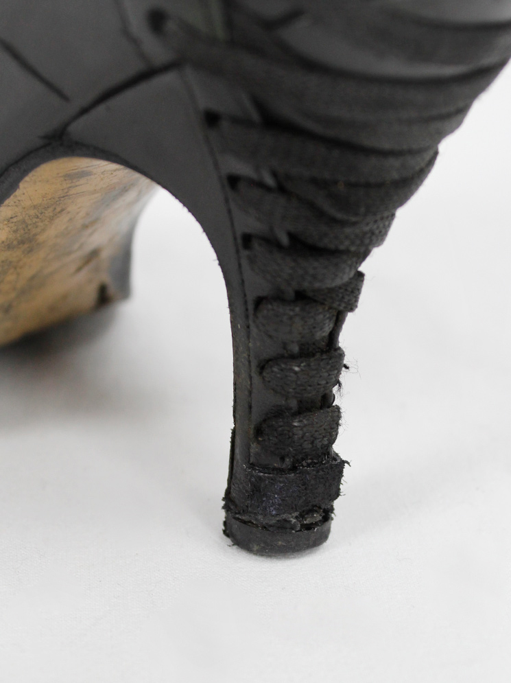 af Vandevorst black ankle boots with corset lacing on the back fall 2006 (15)