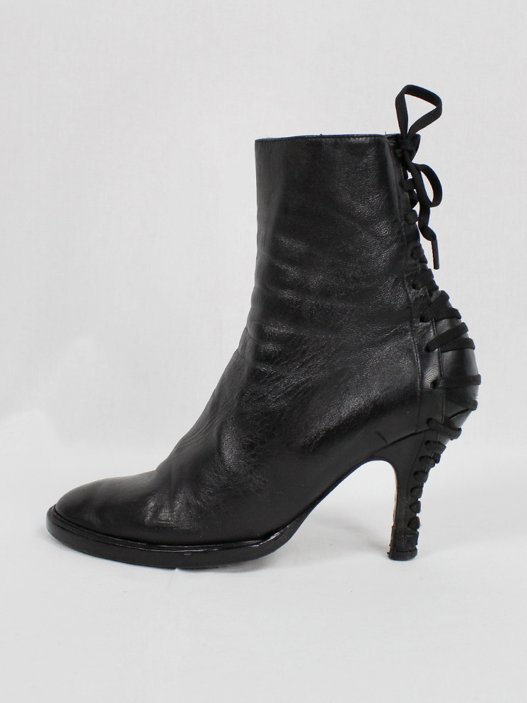 af Vandevorst black ankle boots with corset lacing on the back fall 2006 (19)