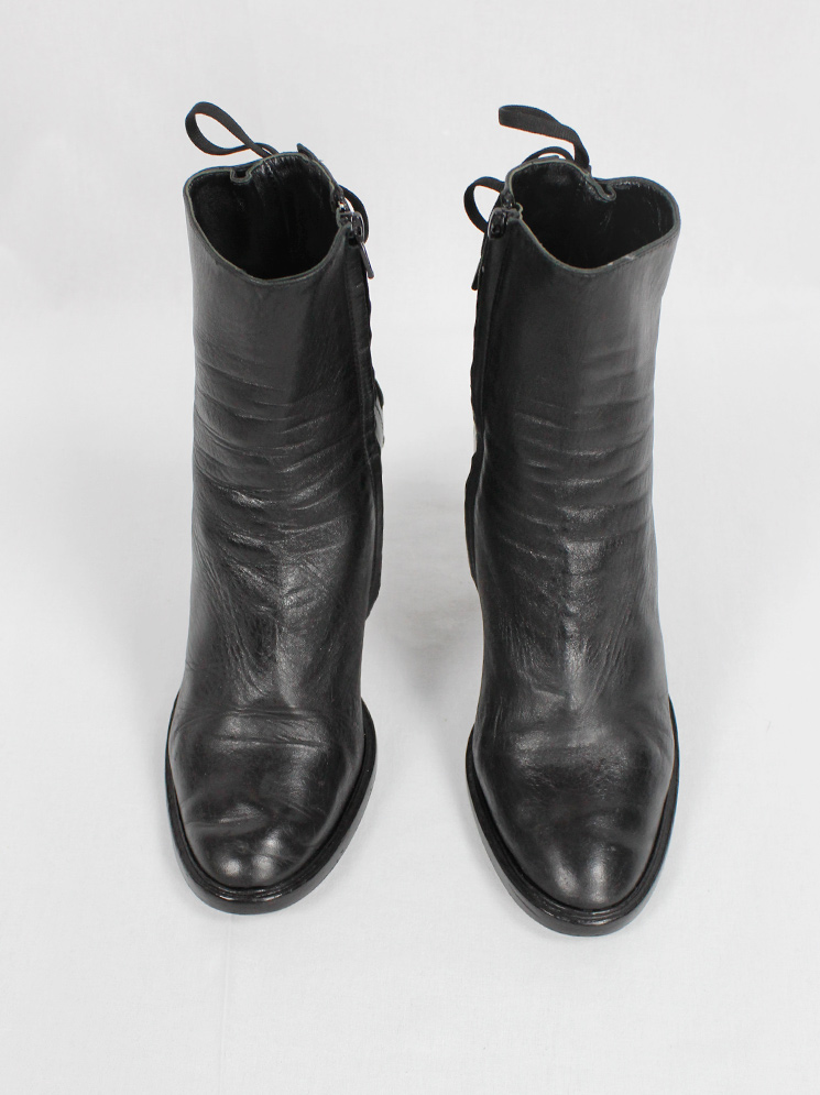 af Vandevorst black ankle boots with corset lacing on the back fall 2006 (2)