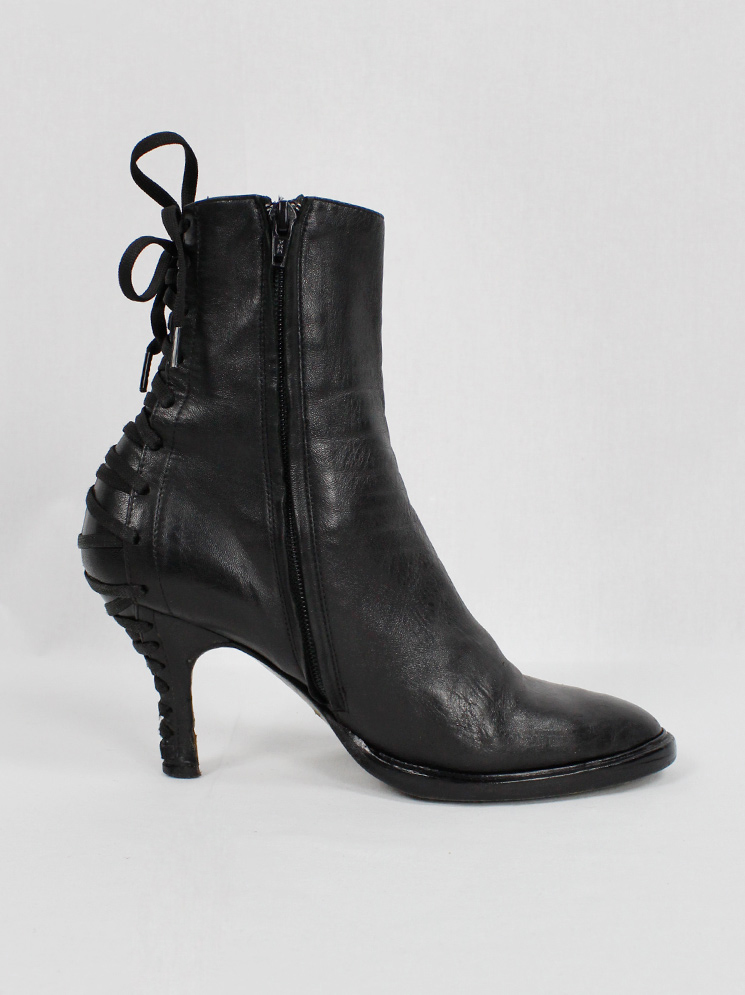 af Vandevorst black ankle boots with corset lacing on the back fall 2006 (23)