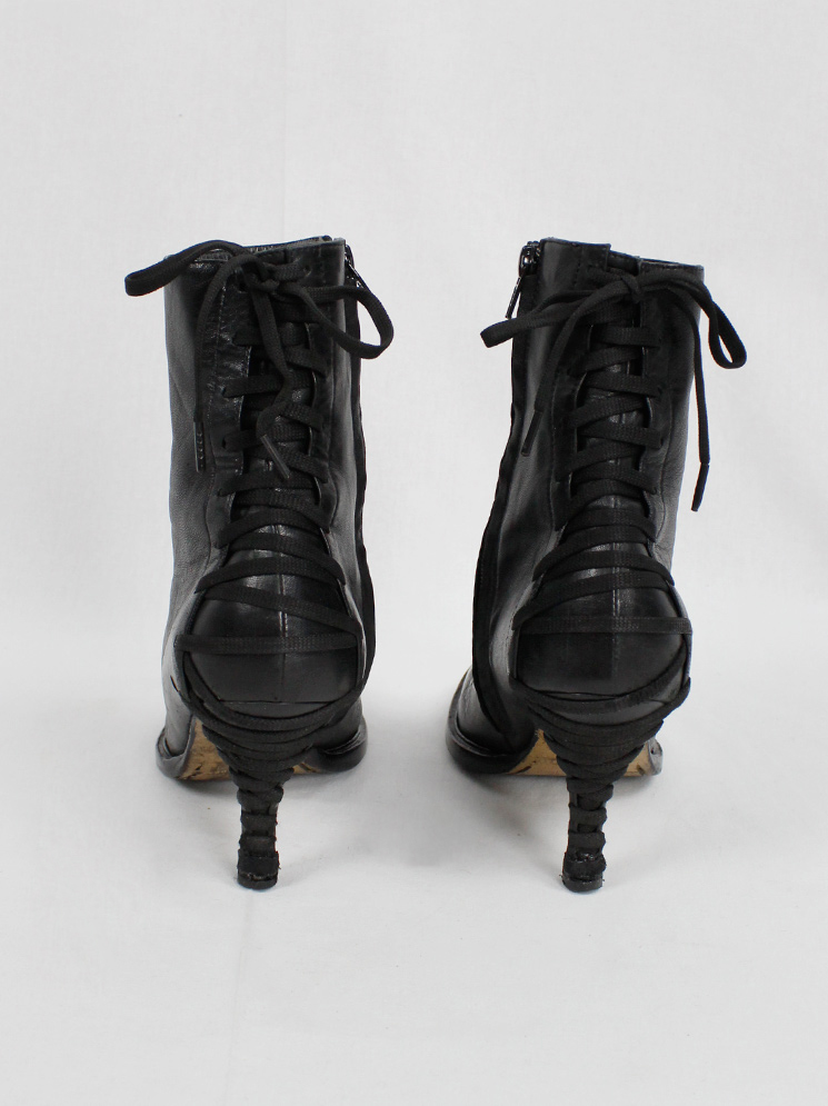 af Vandevorst black ankle boots with corset lacing on the back fall 2006 (8)