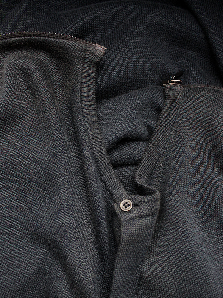 af Vandevorst dark green cardigan unzipped as top with sleeves along the sides spring 2005 (16)