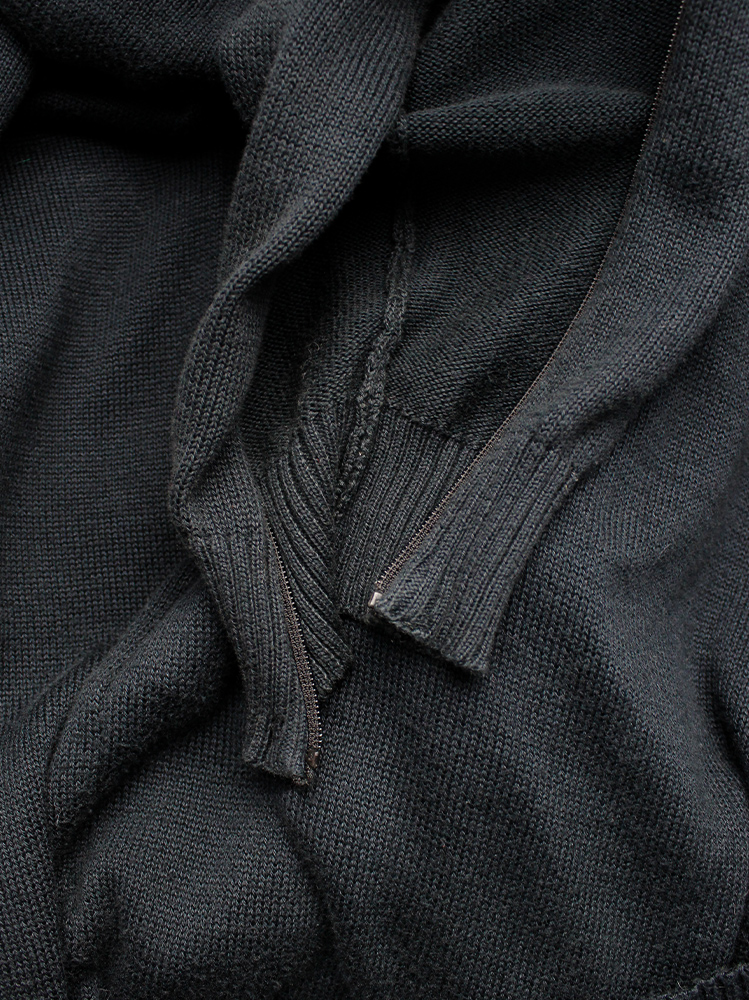 af Vandevorst dark green cardigan unzipped as top with sleeves along the sides spring 2005 (19)